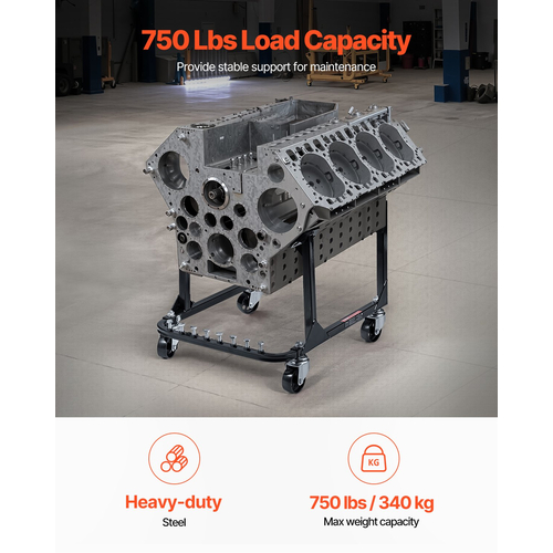 Βάση κινητήρα VEVOR 750LBS/340KG Motor Hoist Dolly με 4-Caster Heavy-Duty Steel