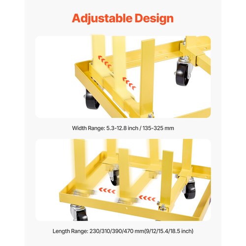 Βάση κινητήρα VEVOR 750LBS/340KG Ρυθμιζόμενο ανυψωτικό κινητήρα Dolly Steel με 4 τροχούς