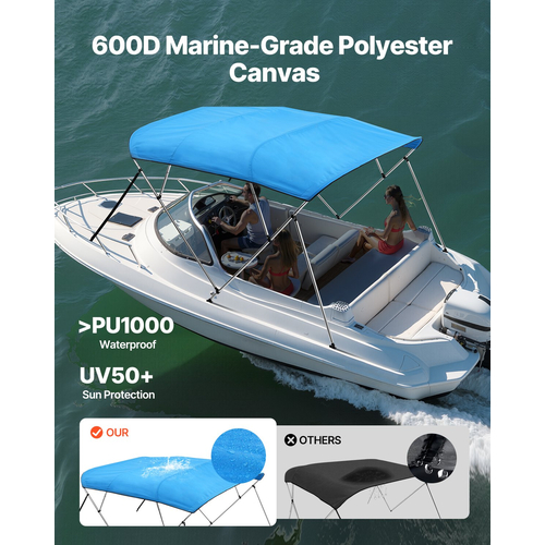 VEVOR 4 Μπλούζες μπιμίνι Boat Bow 96"Lx(85"-90")Π x 54"H Τέντα κουβούκλιο Pacific Blue