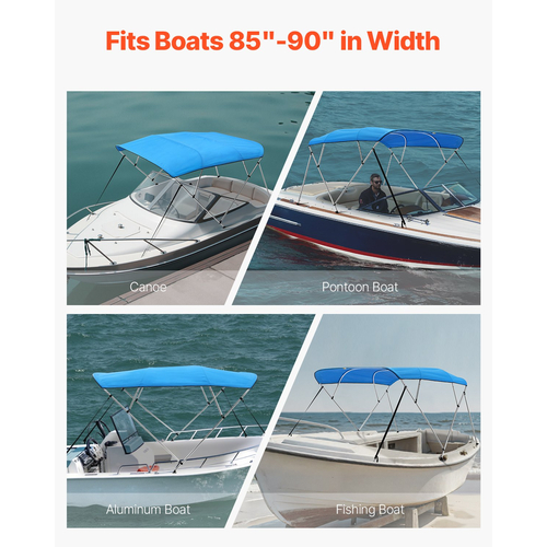 VEVOR 4 Μπλούζες μπιμίνι Boat Bow 96"Lx(85"-90")Π x 54"H Τέντα κουβούκλιο Pacific Blue