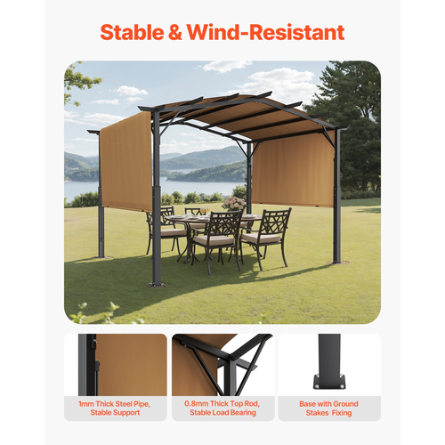 VEVOR 10x10 ft Outdoor Retractable Pergola with Canopy Toxed Top Metal Pergola