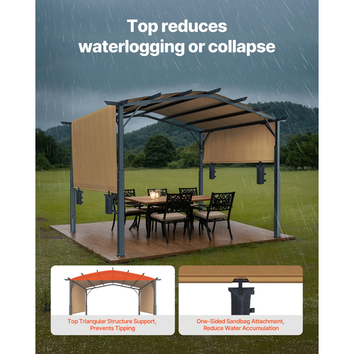 VEVOR 10x10 ft Outdoor Retractable Pergola with Canopy Toxed Top Metal Pergola