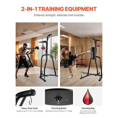 VEVOR 2 σε 1 Πλαίσιο βαρέως τύπου τσάντα του μποξ Boxing Punching Fitness Stand Steel