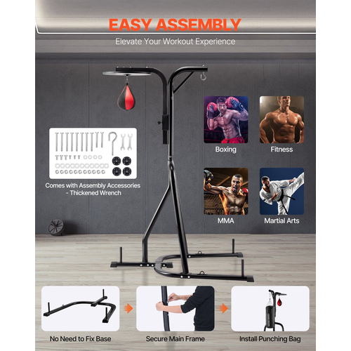 VEVOR 2 σε 1 Πλαίσιο βαρέως τύπου τσάντα του μποξ Boxing Punching Fitness Stand Steel