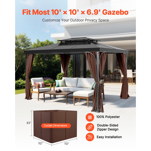 Κουρτίνα απορρήτου VEVOR Gazebo 10&#039; x 10&#039; x 6,9&#039; Αδιάβροχες κουρτίνες Gazebo Coffee