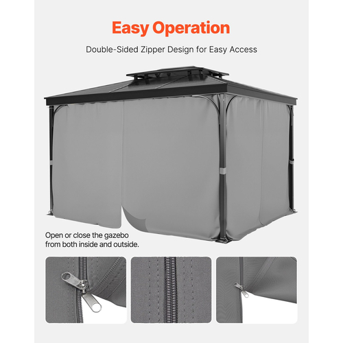 VEVOR Κουρτίνα Κιόσκι Privacy 10&#039; x 10&#039; x 6,9&#039; Αδιάβροχες κουρτίνες κιόσκι Γκρι
