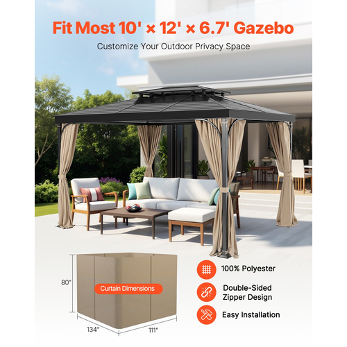 VEVOR Κουρτίνα Κιόσκι Privacy 12&#039; x 10&#039; x 6,7&#039; Αδιάβροχες Κουρτίνες Κιόσκι Χακί