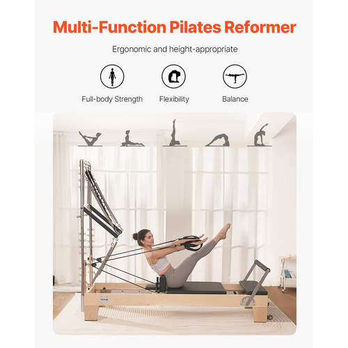 VEVOR Pilates Reformer Ξύλινο μηχάνημα Pilates Εξοπλισμός γυμναστικής για το σπίτι