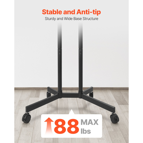 Βάση τηλεόρασης VEVOR Rolling TV Cart για φορητή τηλεόραση, χωρητικότητα έως 88 λίβρες για οθόνες 32-65 ιντσών