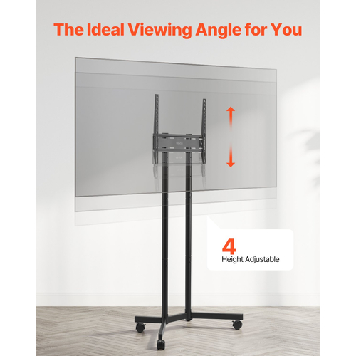 Βάση τηλεόρασης VEVOR Rolling TV Cart για φορητή τηλεόραση, χωρητικότητα έως 88 λίβρες για οθόνες 32-65 ιντσών