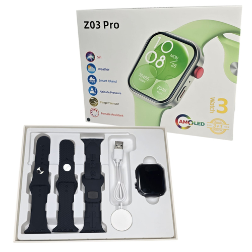 Σετ Smartwatch με 3 λουράκια - Z03 Pro - 065042 - Black