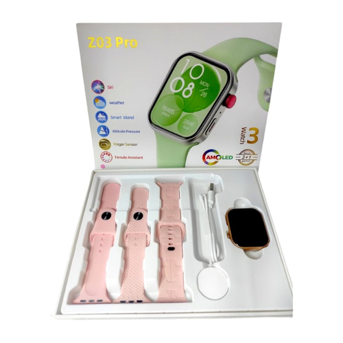 Σετ Smartwatch με 3 λουράκια - Z03 Pro - 065042 - Pink