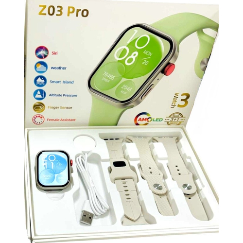 Σετ Smartwatch με 3 λουράκια - Z03 Pro - 065042 - White