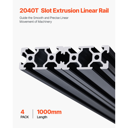 VEVOR 4 τεμάχια 39,4 ίντσες (1000 mm) Τ υποδοχή 2040 αλουμινίου με ανοδιωμένη γραμμική ράγα εξώθησης