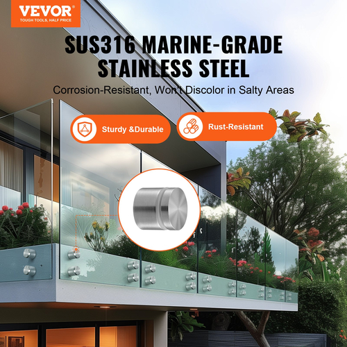 VEVOR Glass Clamp 10 PCS Τετράγωνο στήριγμα κιγκλιδώματος για 0,31 "-0,62" γυαλί ασημί