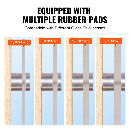 VEVOR Glass Clamp 10 PCS Τετράγωνο στήριγμα κιγκλιδώματος για 0,31 "-0,62" γυαλί ασημί