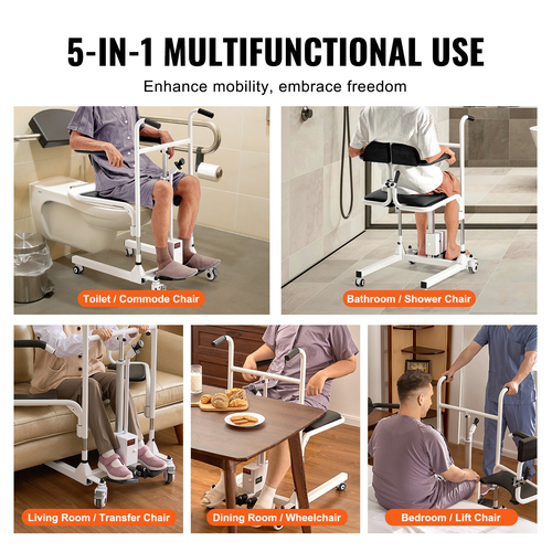 VEVOR Electric Patient Lift Chair Αναπηρικό καροτσάκι μεταφοράς ασθενών & 180° Split Seat