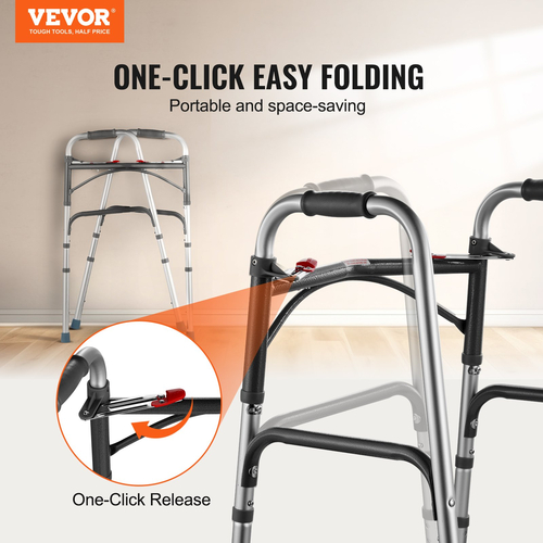 VEVOR Folding Walker Aluminium Mobility Walker Aid με ρυθμιζόμενο ύψος 350LBS