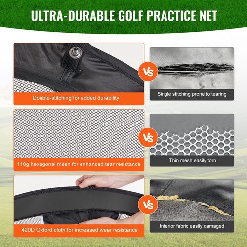 Δίχτυ VEVOR Golf Chipping Net, Pop-up Golf Practice Net, Φορητό Indoor Outdoor Home Golf Hotting Aid Net with Target/Mat/Balls/Tee/Carry Bag, for Backyard Driving Training Swing, Δώρο για άνδρες, Μαύρο