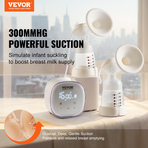 Θήλαστρα VEVOR Διπλά ηλεκτρικά θήλαστρα 4 Mode & 16 Level 300mmHg Suction