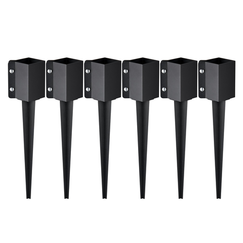 VEVOR Fence Post Anchor Ground Spike, 6 πακέτο 24 x 4 x 4 ίντσες εξωτερική διάμετρος (εσωτερική διάμετρος 3,5 x 3,5 ίντσες), μεταλλική μαύρη σκόνη με επίστρωση πάσσαλου, για κιγκλίδωμα κήπου κατάστρωμα γραμματοκιβωτίου