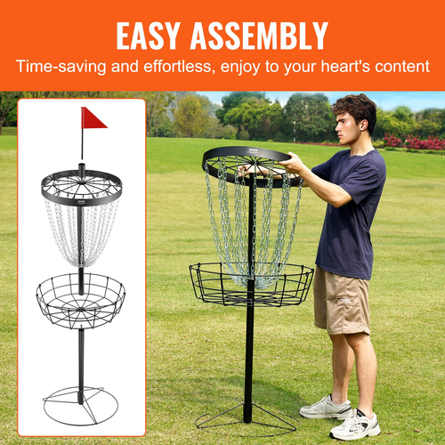 Καλάθι γκολφ VEVOR Disc Golf, Φορητός δίσκος γκολφ με 24 αλυσίδες, Στόχος γκολφ για ασκήσεις από χάλυβα βαρέως τύπου, Καλάθι γηπέδου γκολφ δίσκου εσωτερικού & εξωτερικού χώρου, Εξοπλισμός βάσης καλαθιού γκολφ δίσκου, μαύρο