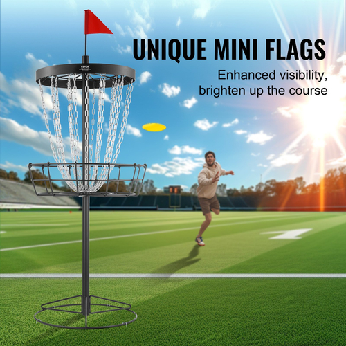 Καλάθι γκολφ VEVOR Disc Golf, Φορητός δίσκος γκολφ με 24 αλυσίδες, Στόχος γκολφ για ασκήσεις από χάλυβα βαρέως τύπου, Καλάθι γηπέδου γκολφ δίσκου εσωτερικού & εξωτερικού χώρου, Εξοπλισμός βάσης καλαθιού γκολφ δίσκου, μαύρο