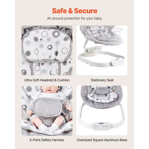 VEVOR Baby Swing για Βρέφη 3 Ταχύτητες 3 Θέσεις Καθισμάτων Τηλεχειριστήριο Bluetooth