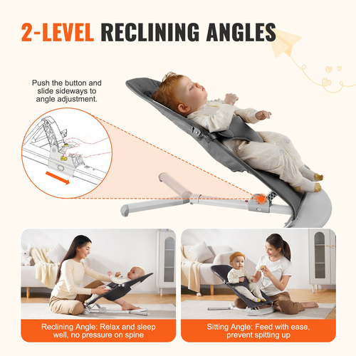 VEVOR Baby Bouncer Πτυσσόμενο κάθισμα Bouncer για μωρά με 2 γωνίες ανάκλισης
