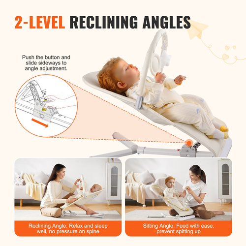 VEVOR Baby Bouncer Πτυσσόμενη καρέκλα Bouncer για μωρά 0-9 μηνών με Toy Bar