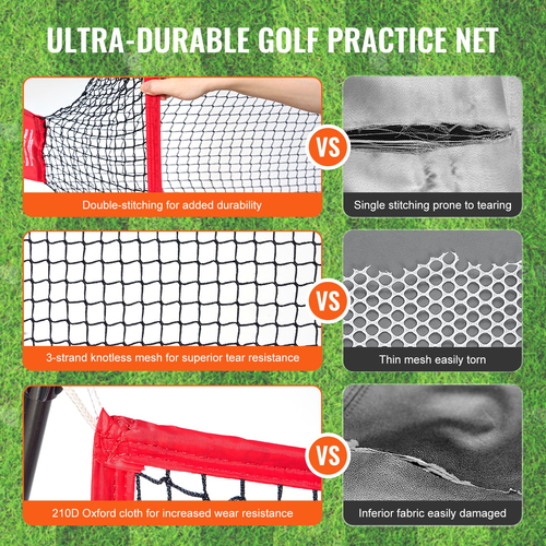 VEVOR Golf Practice Hitting Net, τεράστιο δίχτυ γκολφ 10,8x7ft, Προσωπική εμβέλεια οδήγησης για εσωτερική χρήση σε εξωτερικό χώρο, φορητό οικιακό βοήθημα γκολφ με πλαίσιο και τσάντα μεταφοράς από συμπαγές υαλοβάμβακα, δώρο για άνδρες, λάτρης του γκολφ