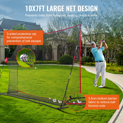 VEVOR Golf Practice Hitting Net, τεράστιο δίχτυ γκολφ 10,8x7ft, Προσωπική εμβέλεια οδήγησης για εσωτερική χρήση σε εξωτερικό χώρο, φορητό οικιακό βοήθημα γκολφ με πλαίσιο και τσάντα μεταφοράς από συμπαγές υαλοβάμβακα, δώρο για άνδρες, λάτρης του γκολφ