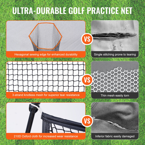 VEVOR Golf Practice Hitting Net, τεράστιο δίχτυ γκολφ 10,8x7ft, Προσωπική εμβέλεια οδήγησης για εσωτερική χρήση σε εξωτερικούς χώρους, φορητό οικιακό βοήθημα γκολφ με πλαίσιο Target/Fiberglass/Carry Bag, Δώρο για άνδρες, Λάτρεις του γκολφ