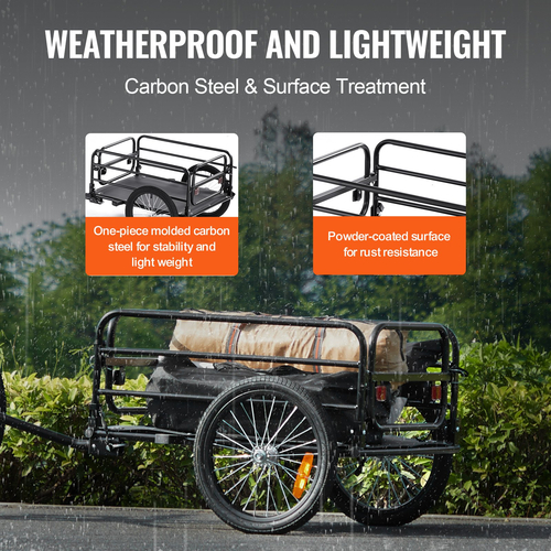 VEVOR Bike Cargo Trailer, χωρητικότητα 72,5 kg, βαρέως τύπου καρότσι ποδηλάτου, αναδιπλούμενη συμπαγής αποθήκευση & γρήγορη απελευθέρωση με γενικό κοτσαδόρο, τροχοί 40,6 cm, ασφαλείς ανακλαστήρες, χωράει σε τροχούς ποδηλάτου 558,8-711,2 mm