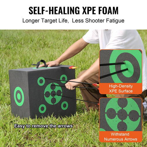 VEVOR Archery Target, 16"x18" All-side Shotting Archery Target, Outdoor Portable Target Archery Target with Carry Handle, Εύκολη αφαίρεση βέλους, Μεγάλη ορατότητα, Ελαφρύ, Εύκολο στη μεταφορά, Μαύρο