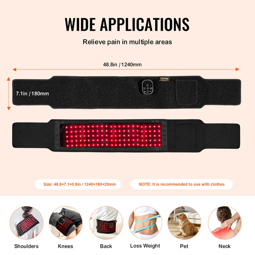 VEVOR Red Light Therapy Belt for Waist 660&850nm Red Light Therapy Pad 105 LED