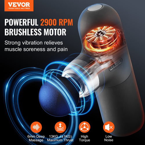 VEVOR Mini Massage Gun Deep Tissue Percussion Muscle Massager 4 ταχύτητες 4 κεφαλές
