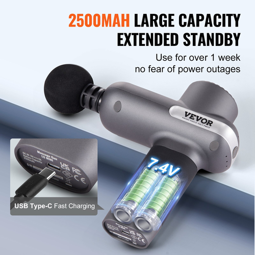 VEVOR Πιστόλι μασάζ Deep Tissue Percussion Muscle Massager με 5 ταχύτητες 6 κεφαλές
