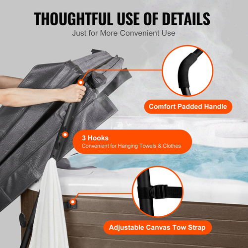 VEVOR Hot Tub Cover Lift, Spa Cover Lift, Ύψος 31,5" - 41,3" Πλάτος 53" - 92,5" Ρυθμιζόμενο, Εγκατεστημένο στο κάτω μέρος στη μία πλευρά, Κατάλληλο για διάφορα μεγέθη ορθογώνιων μπανιέρων, υδρομασάζ, σπα