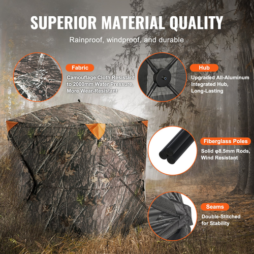 VEVOR Hunting Blind 270° See Through Ground Blind 3 Windows Mesh για 1-2 άτομα