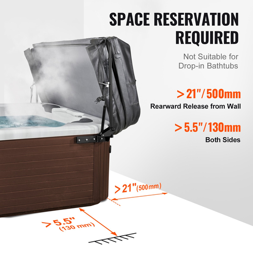 VEVOR Hot Tub Cover Lift, Spa Cover Lift, Υδραυλικό, Πλάτος 69" - 96,5" Ρυθμιζόμενο, Εγκατεστημένο και στις δύο πλευρές στο επάνω μέρος, Κατάλληλο για διάφορα μεγέθη ορθογώνιων μπανιέρων, υδρομασάζ, σπα