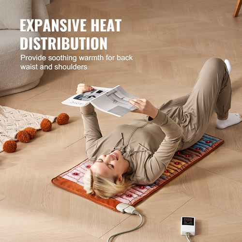 VEVOR Far Infrared Heating Pad 5 Natural Crystal Gemstones Heating Mat 40" x 20