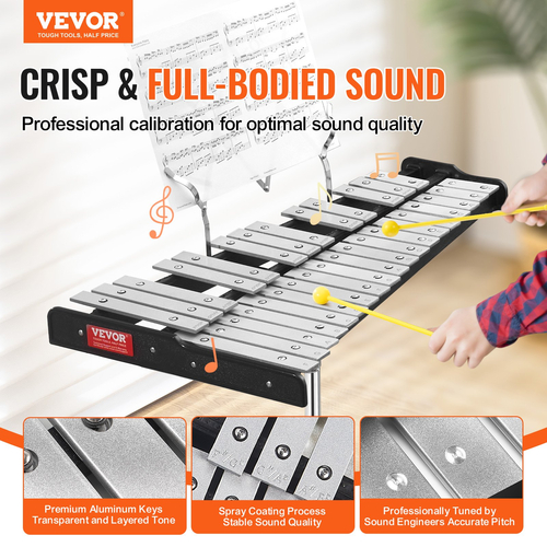 VEVOR 32 Note Glockenspiel Ξυλόφωνο σετ κουδουνιών με σφύρα, βάση και εξάσκηση