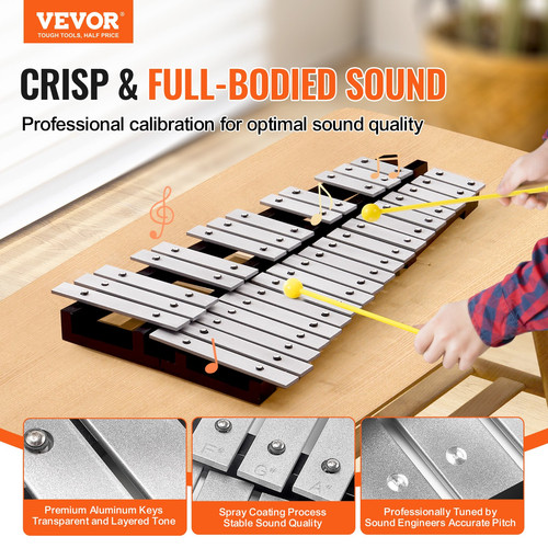 VEVOR 32 Note Glockenspiel Ξυλόφωνο Κιτ καμπάνας με σφύλες, τύμπανα και τσάντα