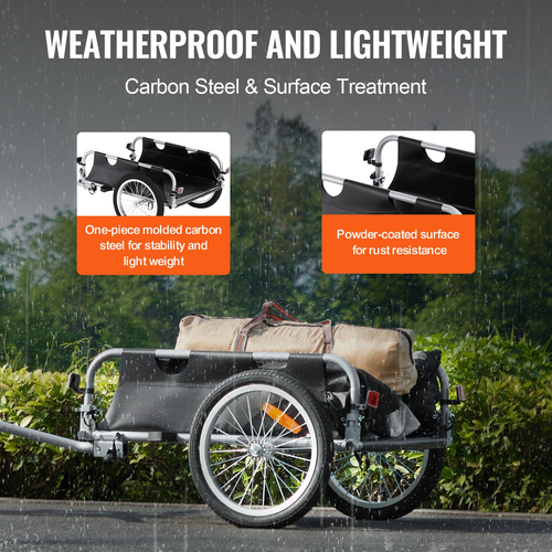 VEVOR Bike Cargo Trailer, χωρητικότητα 100 lbs, βαρέως τύπου καρότσι ποδηλάτου, αναδιπλούμενο συμπαγές χώρο αποθήκευσης & γρήγορη απελευθέρωση με γενικό κοτσαδόρο, τροχοί 16", ασφαλείς ανακλαστήρες, χωράει σε τροχούς ποδηλάτου 22"-28
