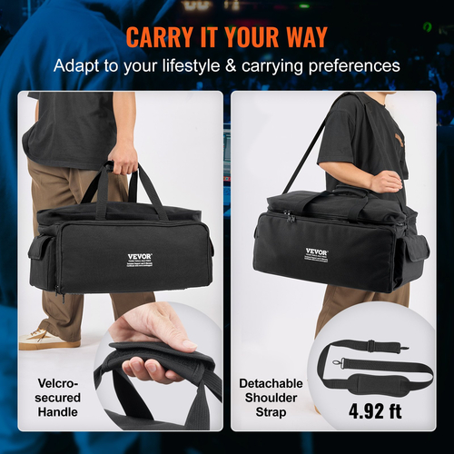 Τσάντα VEVOR DJ Cable File Bag, 1200D Oxford Fabric, DJ Gig Bag με 9 αποσπώμενο διαχωριστικό 4,92 ft Επενδυμένο ιμάντα ώμου Πλαστικό κάτω μέρος, 23,6 x 11,8 x 12,7 σε DJ Wire bag για DJ Gear Musical Accessories