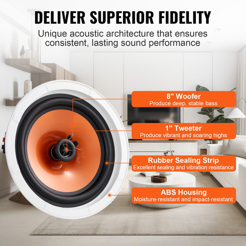 VEVOR 4PCs 8 in ηχεία οροφής 100W χωνευτή βάση οροφής & ηχεία στον τοίχο