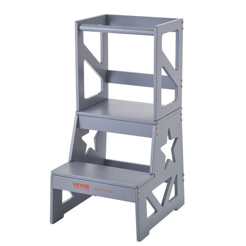 Σκαμπό κουζίνας VEVOR Toddler Step Stool Φυσικό ξύλο πεύκου 150LBS Γκρι