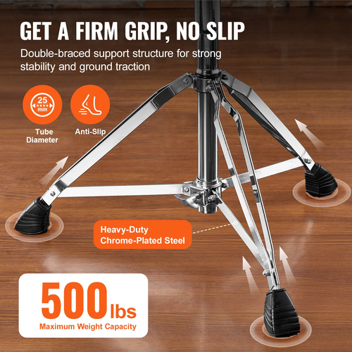 VEVOR Saddle Drum Throne, 22-27,8 ίντσες / 560-705 mm ρυθμιζόμενο ύψος, επενδυμένο κάθισμα τυμπάνου με αντιολισθητικά πόδια 5A Drumsticks 500 lbs / 227 kg Μέγιστο βάρος χωρητικότητας, 360° Περιστρεφόμενη καρέκλα τυμπάνου