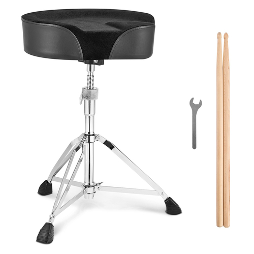 VEVOR Saddle Drum Throne, 22-27,8 ίντσες / 560-705 mm ρυθμιζόμενο ύψος, επενδυμένο κάθισμα τυμπάνου με αντιολισθητικά πόδια 5A Drumsticks 500 lbs / 227 kg Μέγιστο βάρος χωρητικότητας, 360° Περιστρεφόμενη καρέκλα τυμπάνου